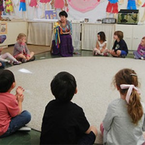 Dotty with circle of children