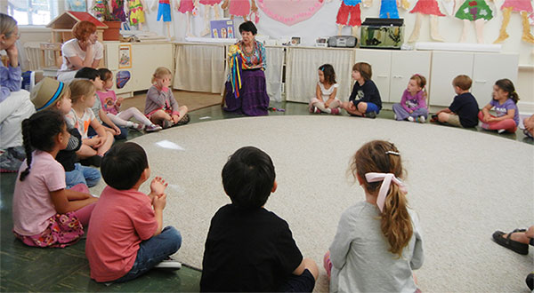 Dotty with circle of children